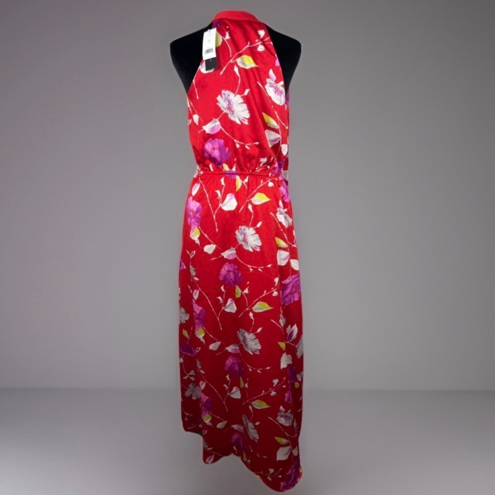new Banana Republic XS small Red Floral Halter Tie-Neck Maxi Dress Boho - Picture 12 of 13